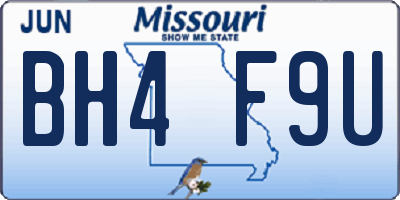 MO license plate BH4F9U