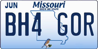 MO license plate BH4G0R