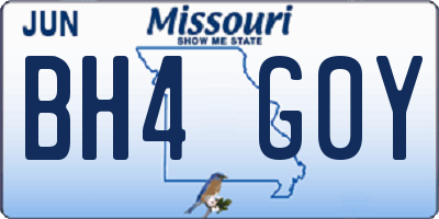 MO license plate BH4G0Y