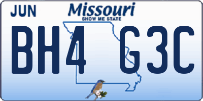 MO license plate BH4G3C
