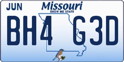 MO license plate BH4G3D