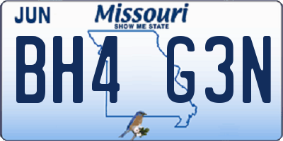 MO license plate BH4G3N