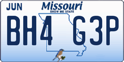 MO license plate BH4G3P