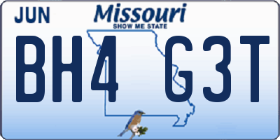 MO license plate BH4G3T