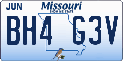 MO license plate BH4G3V