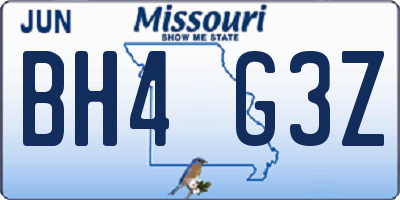 MO license plate BH4G3Z