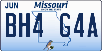 MO license plate BH4G4A