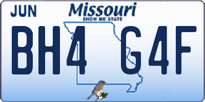 MO license plate BH4G4F