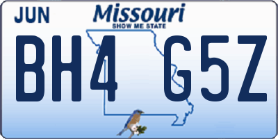 MO license plate BH4G5Z
