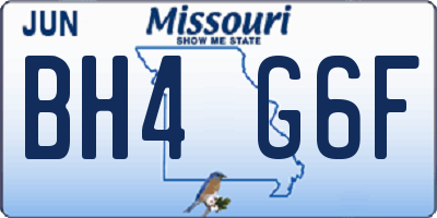 MO license plate BH4G6F