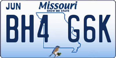 MO license plate BH4G6K