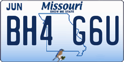 MO license plate BH4G6U