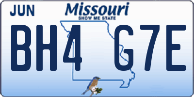 MO license plate BH4G7E