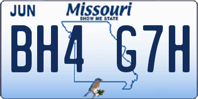 MO license plate BH4G7H