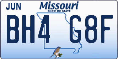 MO license plate BH4G8F