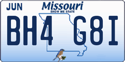 MO license plate BH4G8I