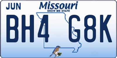 MO license plate BH4G8K