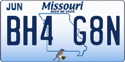 MO license plate BH4G8N