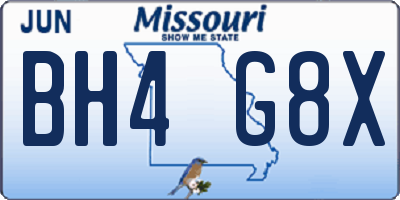MO license plate BH4G8X