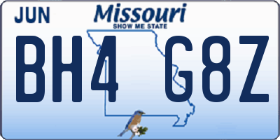 MO license plate BH4G8Z