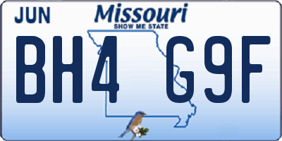 MO license plate BH4G9F