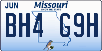 MO license plate BH4G9H