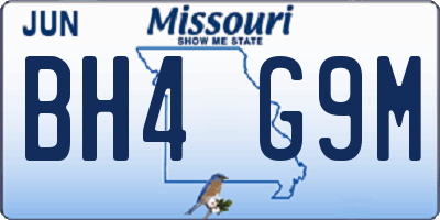 MO license plate BH4G9M