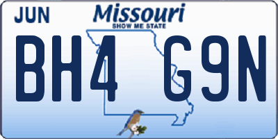 MO license plate BH4G9N