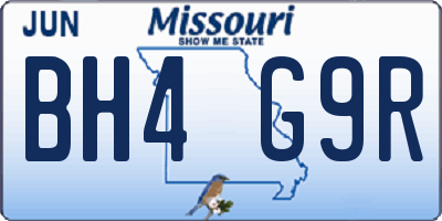 MO license plate BH4G9R