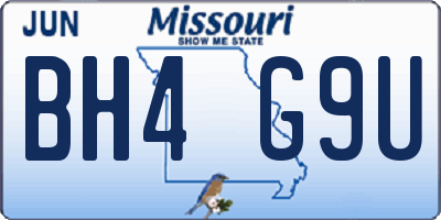 MO license plate BH4G9U