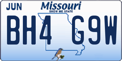 MO license plate BH4G9W