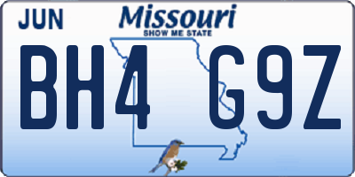 MO license plate BH4G9Z