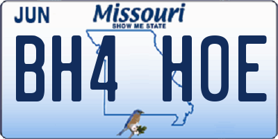 MO license plate BH4H0E