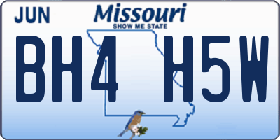 MO license plate BH4H5W