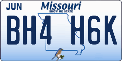 MO license plate BH4H6K