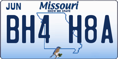 MO license plate BH4H8A