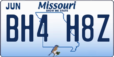 MO license plate BH4H8Z