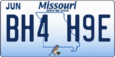 MO license plate BH4H9E