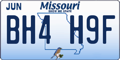 MO license plate BH4H9F