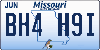 MO license plate BH4H9I