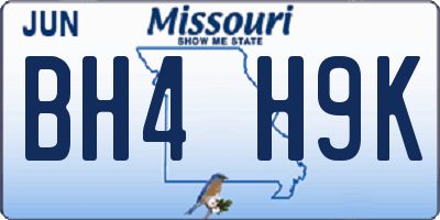MO license plate BH4H9K