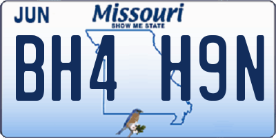 MO license plate BH4H9N