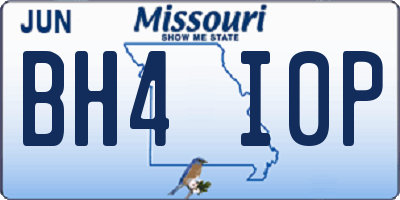 MO license plate BH4I0P