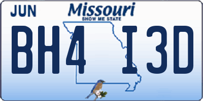 MO license plate BH4I3D