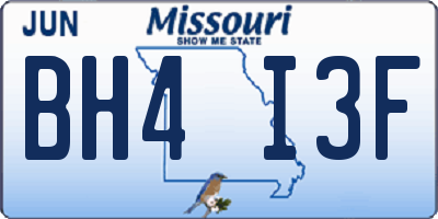 MO license plate BH4I3F