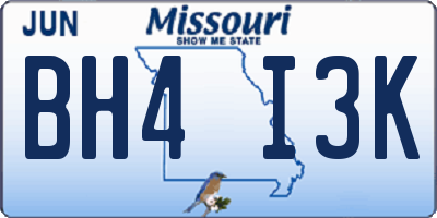 MO license plate BH4I3K