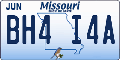 MO license plate BH4I4A