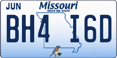 MO license plate BH4I6D