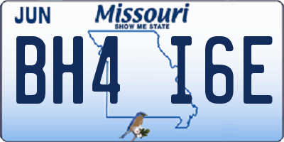 MO license plate BH4I6E