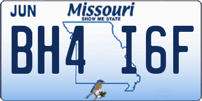 MO license plate BH4I6F